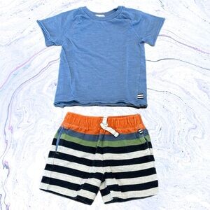 Awesome Splendid Blue T-Shirt and Striped Shorts Set Kids Size 3T Summer Vibes
